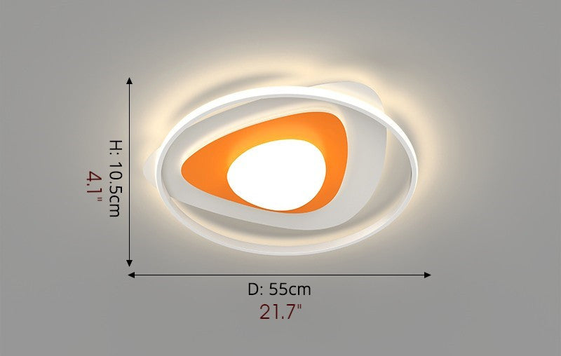 Poperinge | Round Creative Acrylic LED Ceiling Light, Orange