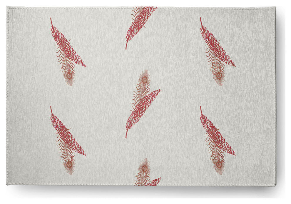 Feather Stripe Spring Chenille Rug, Ligonberry Red, 4'x6'