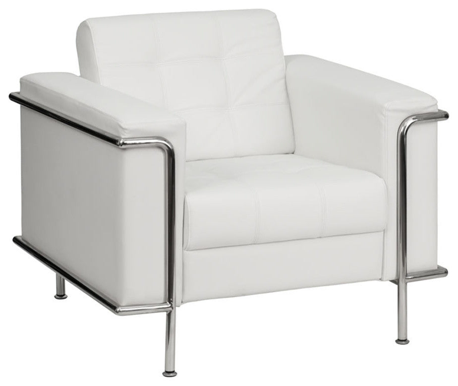 Black Reception Chair, White