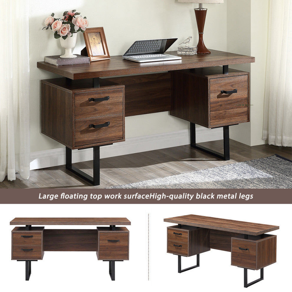 TATEUS Home Office Computer Desk Writing Study Table,Brown