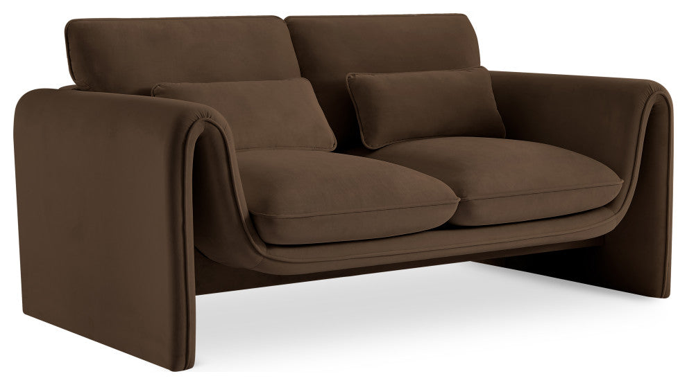 Sloan Brown Velvet Fabric Loveseat