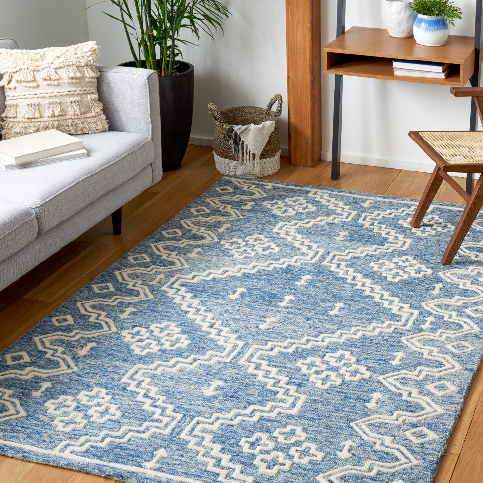 Safavieh Couture Abstract Collection, ABT852 Rug, Blue/Ivory, 5'x8'