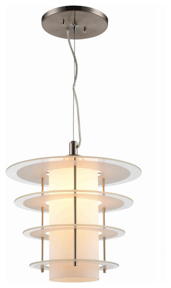 Ramsay Pendant Lighting, Satin Nickel, Frosted Glass Layers