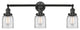 Small Bell 3-Light Bath Fixture, Clear Glass, Matte Black