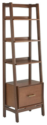 Crosley Furniture Landon Wood 4 Shelf Narrow Etagere Bookcase in Mahogany