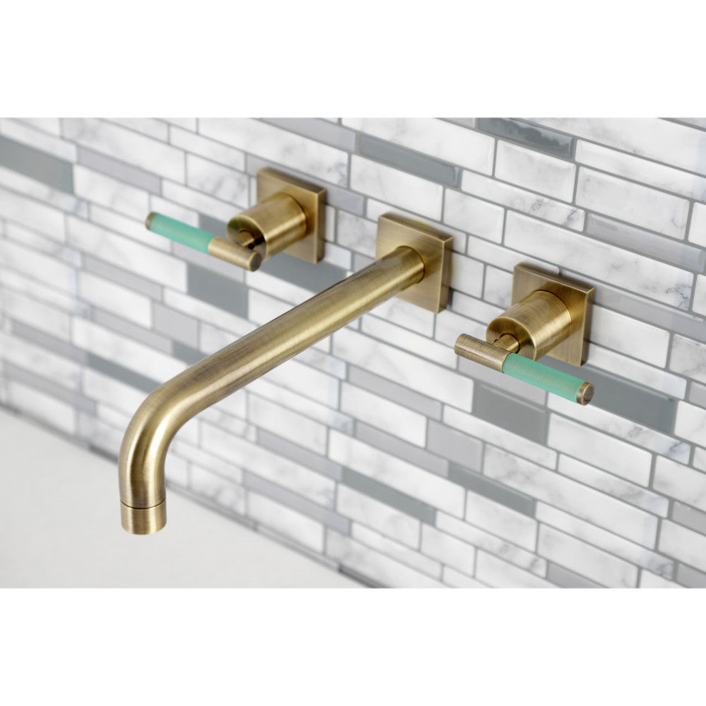 KS6023CKL Wall Mount Tub Faucet, Antique Brass