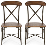 Hettle Farmhouse Crossback Dining Chairs (Set of 2), Dark Brown and Espresso
