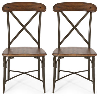 Hettle Farmhouse Crossback Dining Chairs (Set of 2), Dark Brown and Espresso