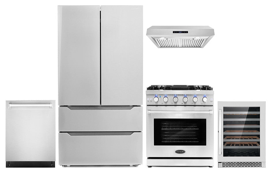 5-Piece Kitchen, 30" Gas Range and 30" Under Cabinet Range Hood