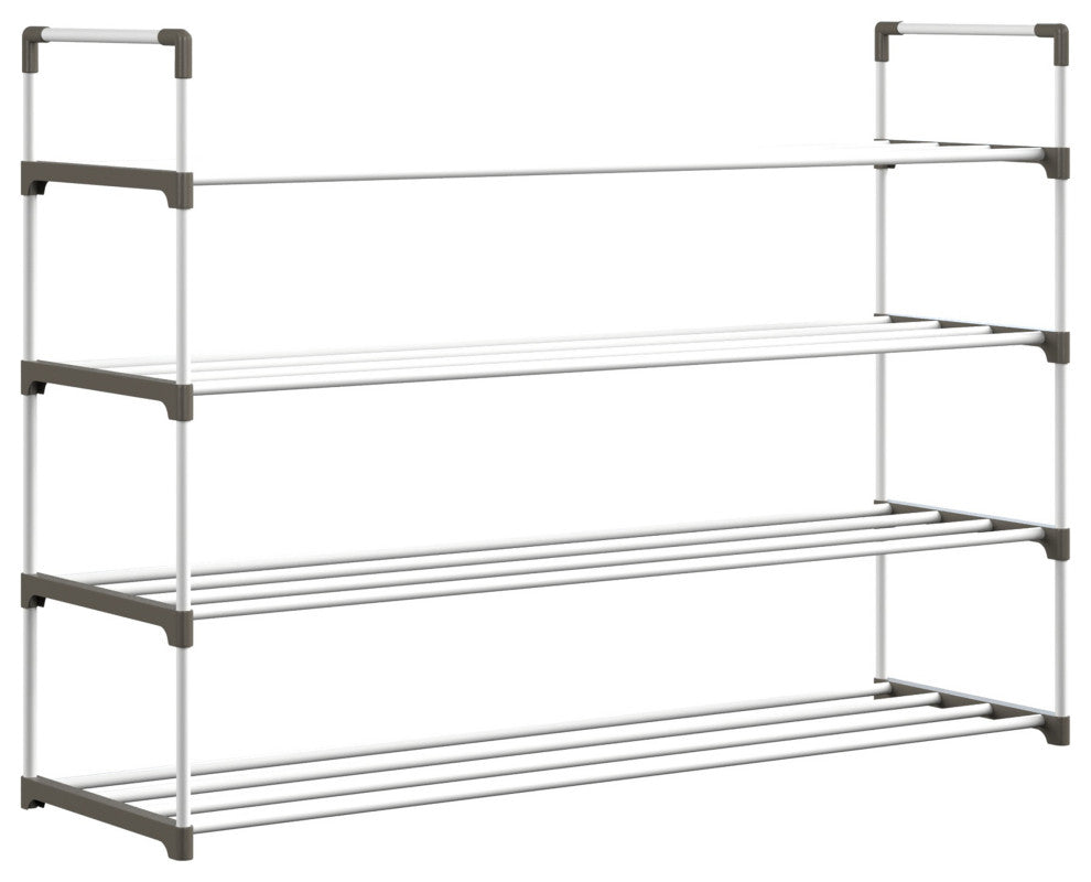 Shoe Rack 4-Tier Shoe Organizer for Closet, Bathroom, Entryway Holds 20 Pairs, White