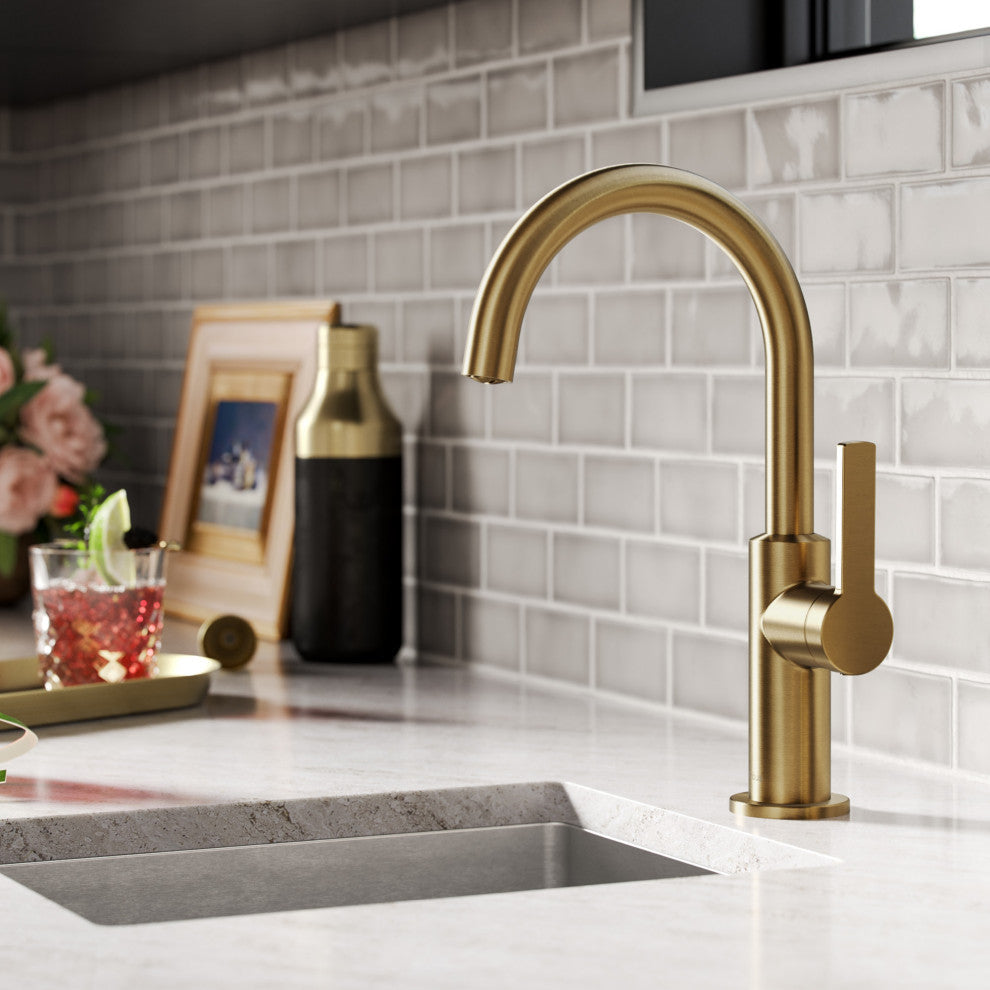 Oletto 1-Hole Kitchen Bar Faucet Brushed Brass, Model KPF-2822BB