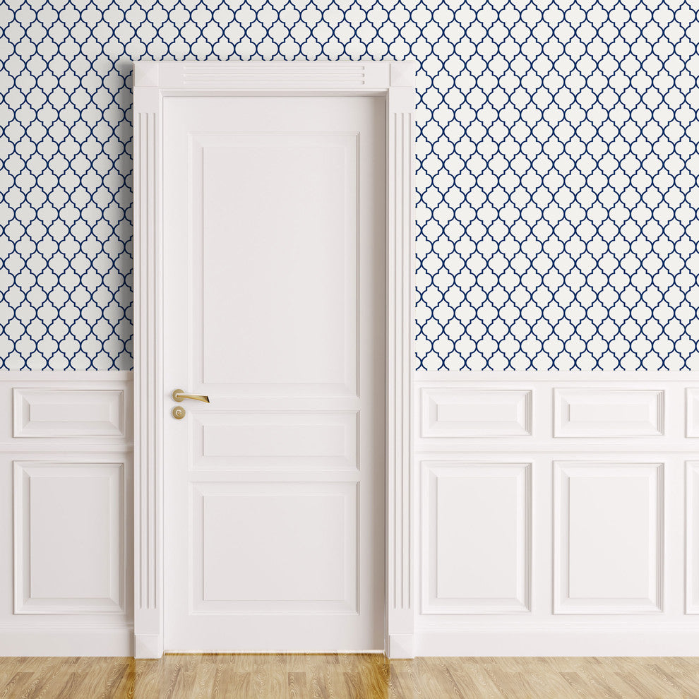 Moroccan Small Pattern Wallpaper, Navy, Peel and Stick, 24"x108"