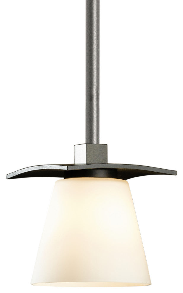 Wren Mini Pendant, Dark Smoke Finish, Opal Glass