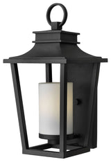 Sullivan Medium Outdoor Wall Sconce, Black With Etched Opal Glass