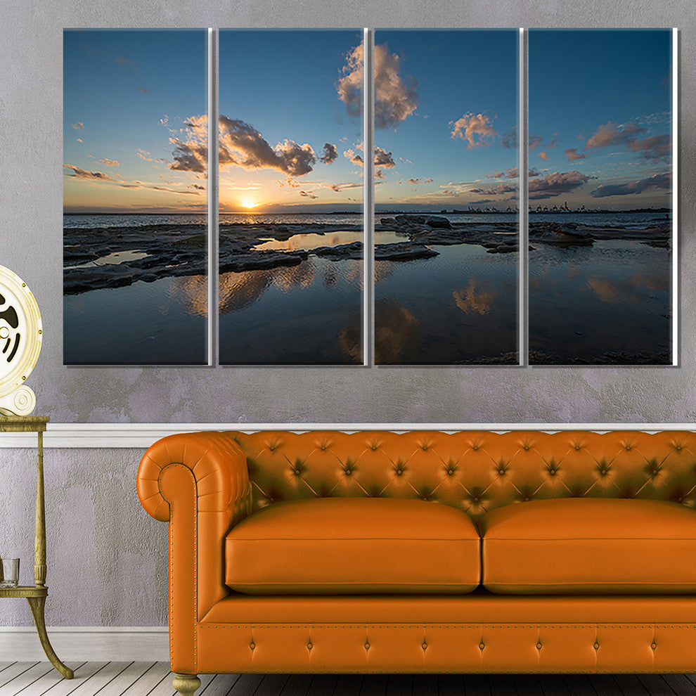 "Sunset at La Perhouse Beach" Canvas Print, 4 Panels