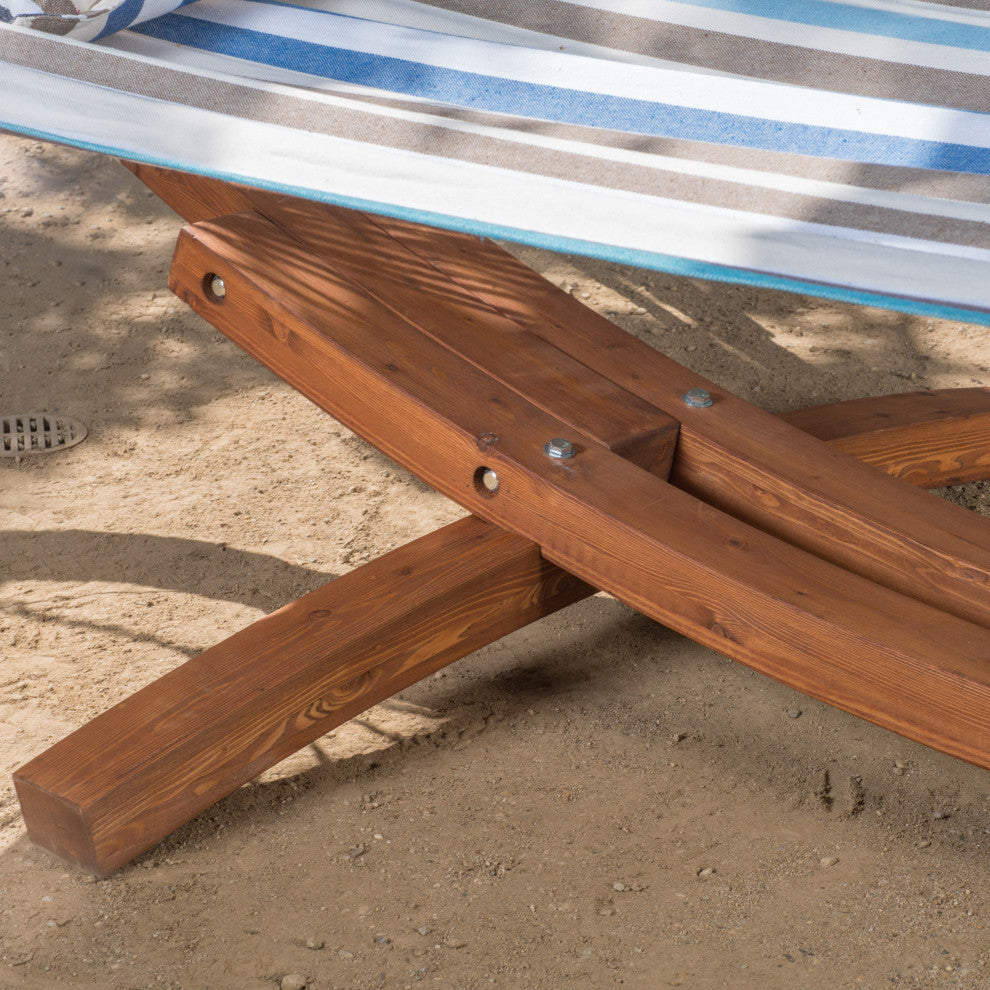 Kimse Outdoor Fabric Hammock with Larch Wood Base
