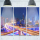 "Interchange Overpass at Night Skyline" Metal Wall Art, 3 Panels, 36"x28"
