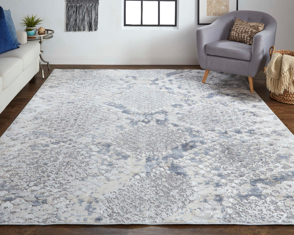 Corben R39GI Transitional/Global/Farmhouse Rug, Blue/Gray, 3'x5'