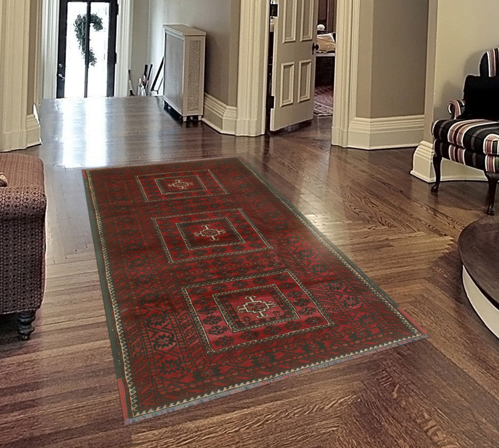 Vintage Distressed Leanne Burgundy/Charcoal Rug, 3'6x6'8