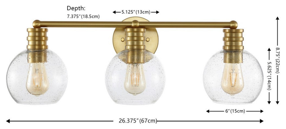 Safavieh Sunetta 3Lt 26.375" Sconce, Brass