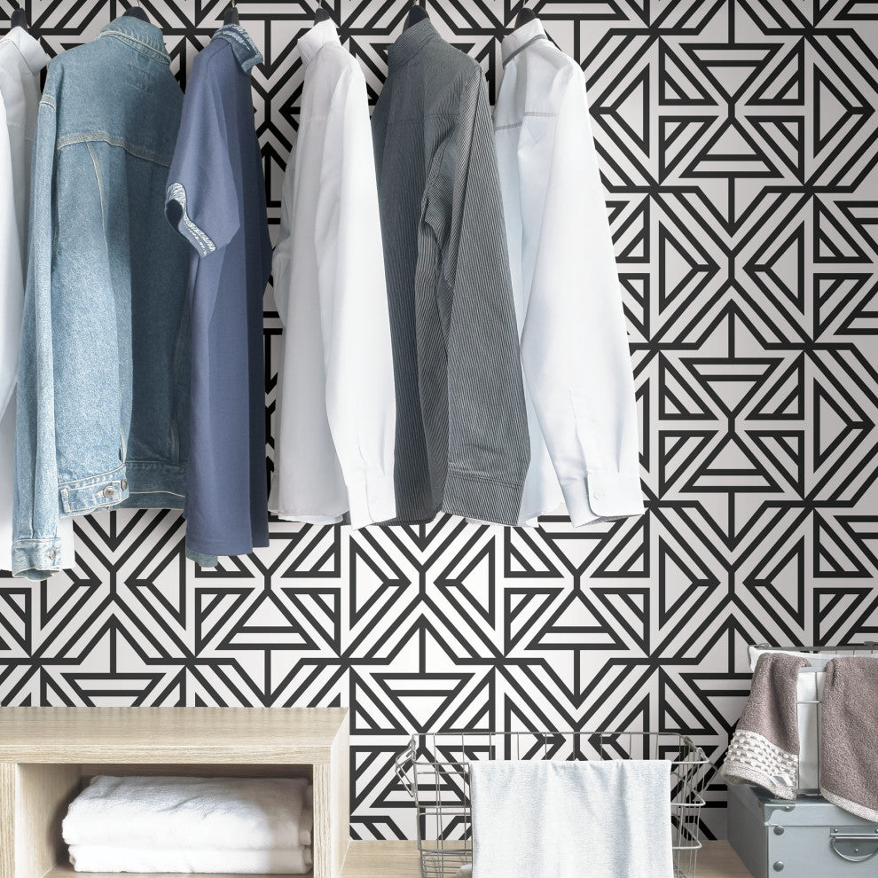Black Linear Peel and Stick Wallpaper Bolt