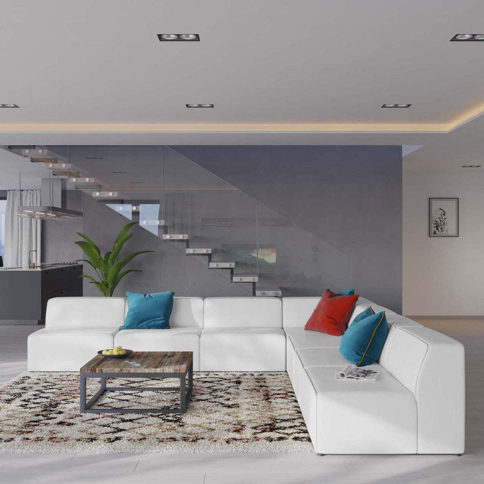 Mingle Vegan Leather 7-Piece Sectional Sofa, White