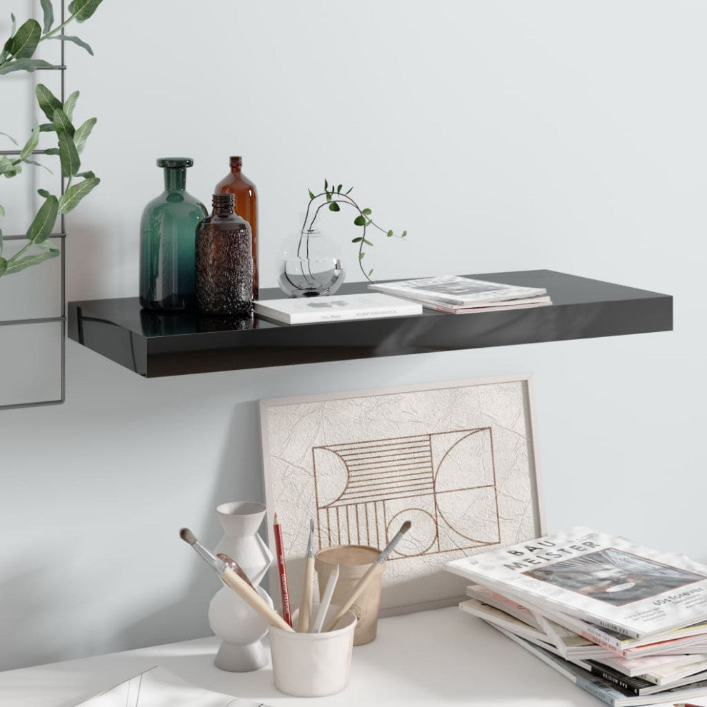 vidaXL Wall Shelf Floating Shelf Display Shelf Wall Mounted High Gloss Black