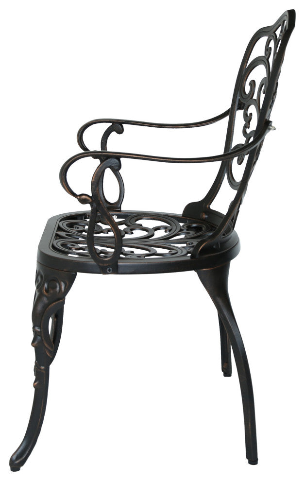GDF Studio Buddy Outdoor Cast Aluminum Dining Chairs, Shiny Copper, Set of 2