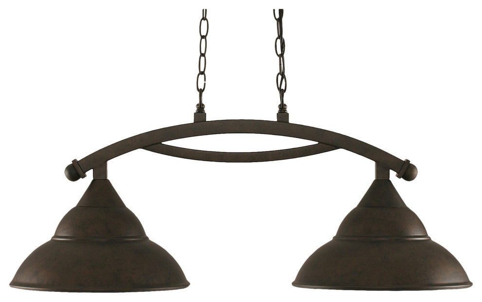Bow 2 Light Island Light In Bronze, 13" Bronze Double Bubble Shade