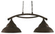 Bow 2 Light Island Light In Bronze, 13" Bronze Double Bubble Shade