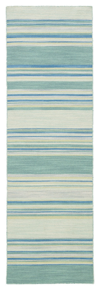 Jaipur Living Kiawah Handmade Stripe Blue/Turquoise Area Rug, 2'6"x8'