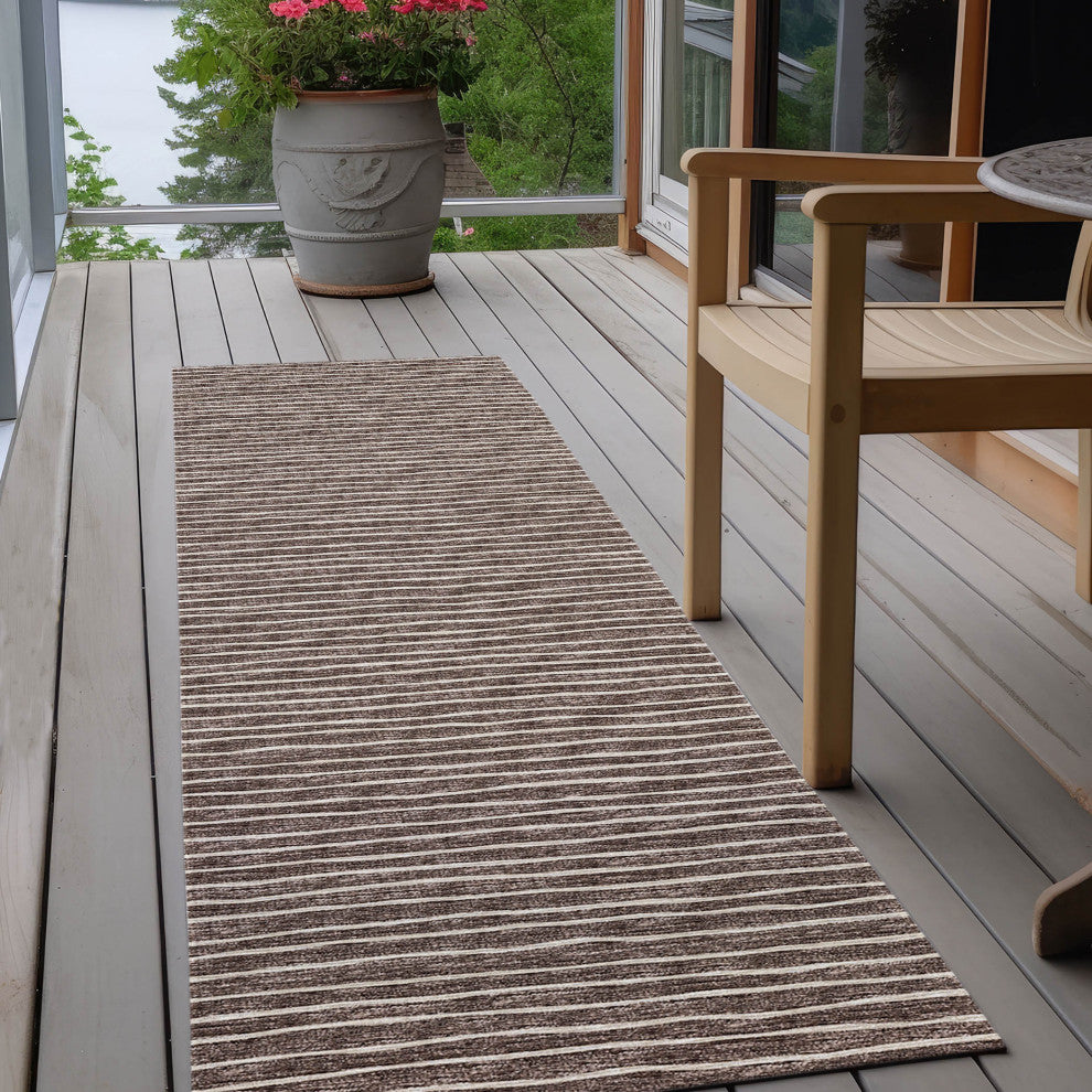Indoor/Outdoor Laidley LA1 Chocolate Machine Washable 2'3" x 10' Rug
