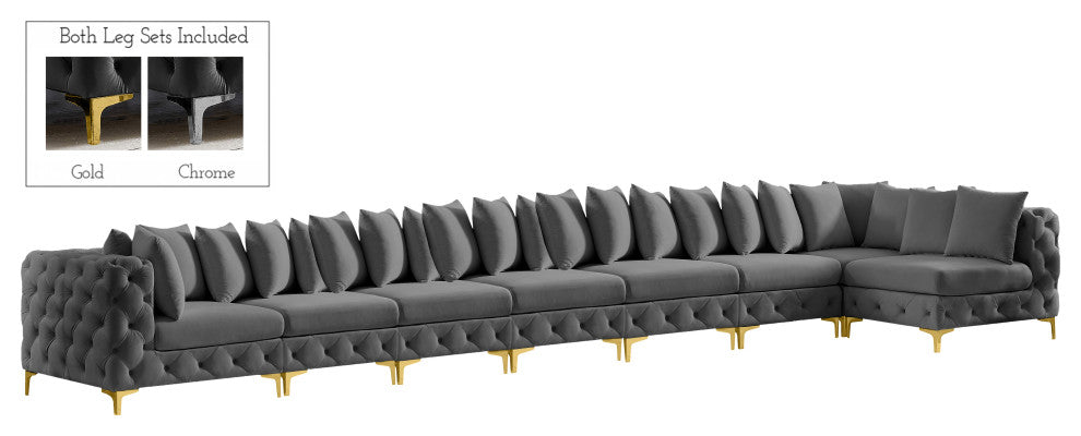 Tremblay Modular Sectional, Grey, L-Shaped, 8-Piece: Armless (6), Corner (2)