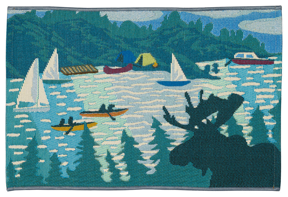 Esencia Lake Life Indoor/Outdoor Mat Blue 2'5"x3'11"
