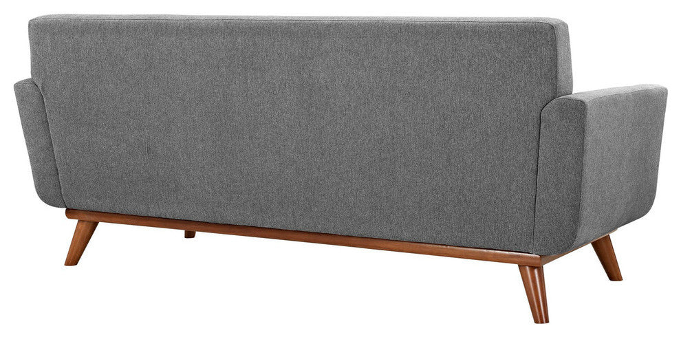 Modern Contemporary Upholstered Loveseat, Gray Fabric