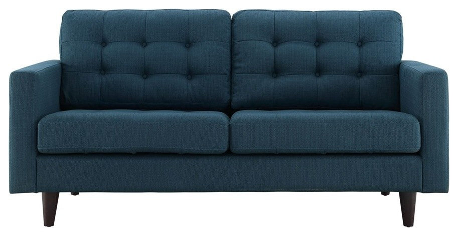 Modern Contemporary Loveseat, Navy Fabric