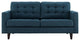 Modern Contemporary Loveseat, Navy Fabric