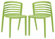 Modern Green Curvy Dining Chairs Set of 2