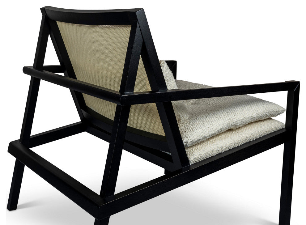 Modern Brazilian, Barra, Cane Lounge Chair, Black/Natural/Ivory