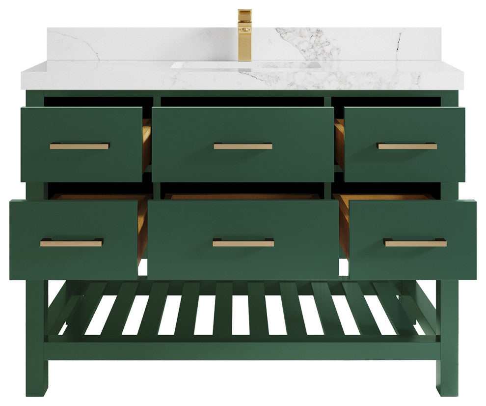 Parker 48 Single Sink Bath Vanity in Lafayette Green  2" Calacatta Nuvo
