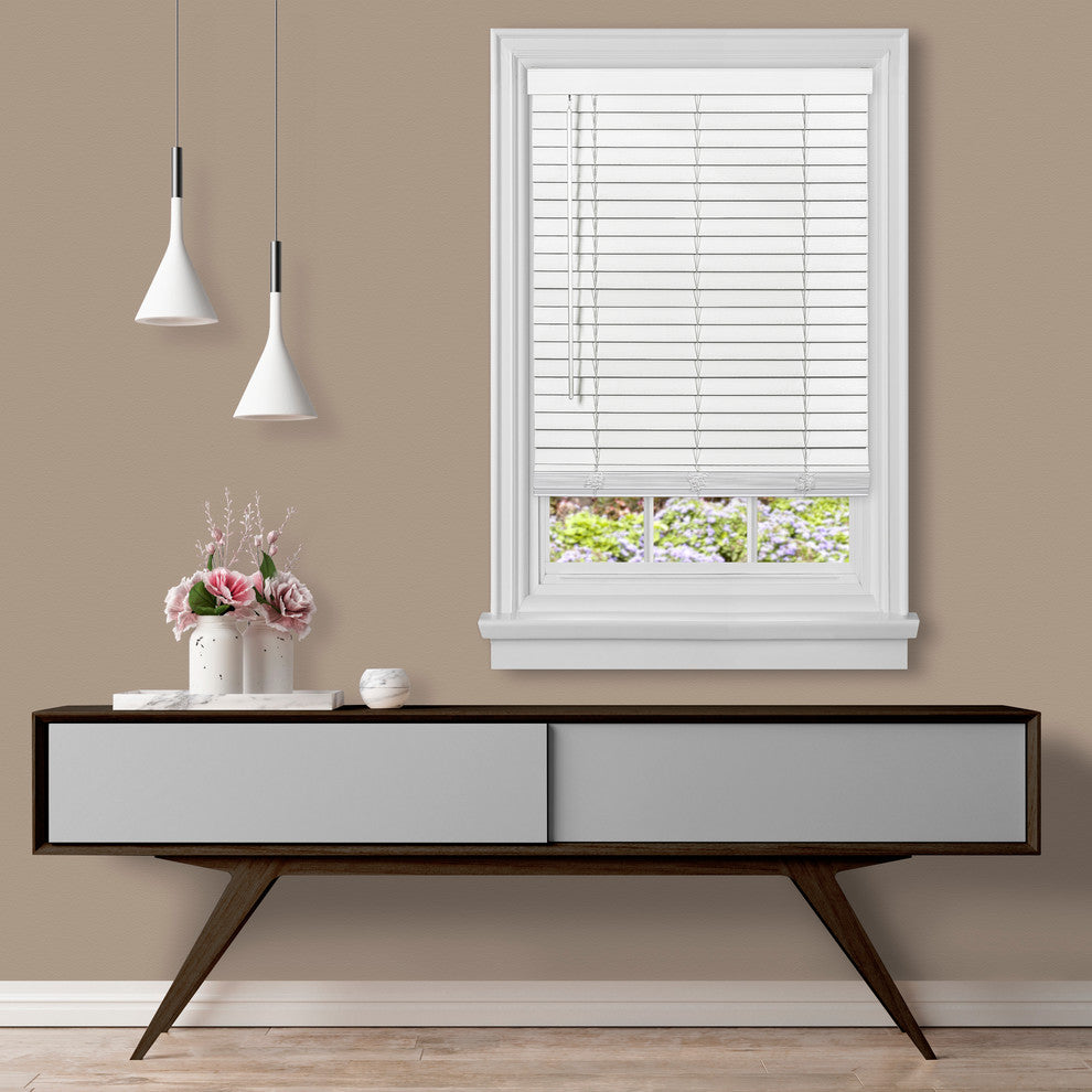 Cordless GII Madera Falsa 2" Faux Wood Plantation Blind 43x64, White