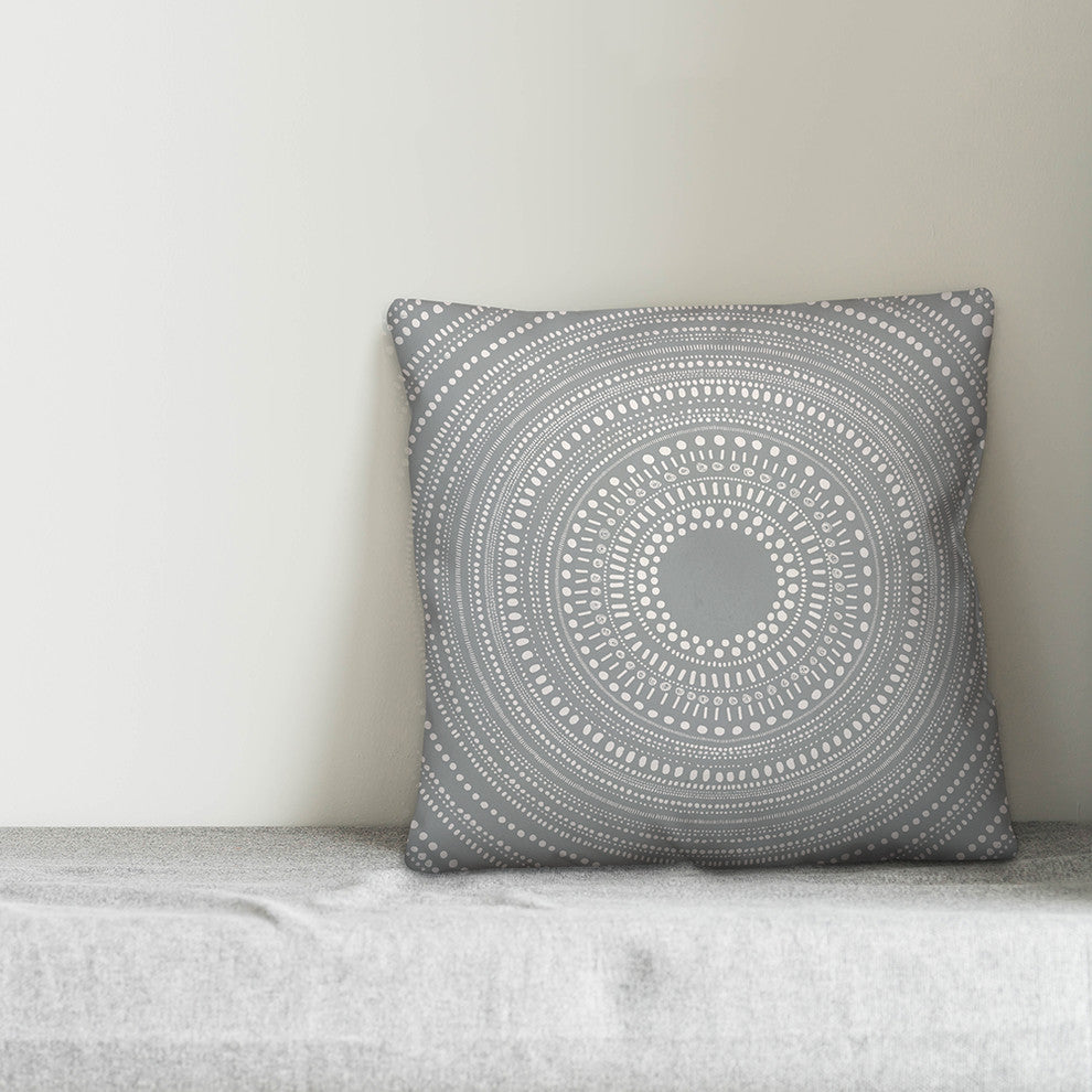 Grey Medallion 18x18 Throw Pillow