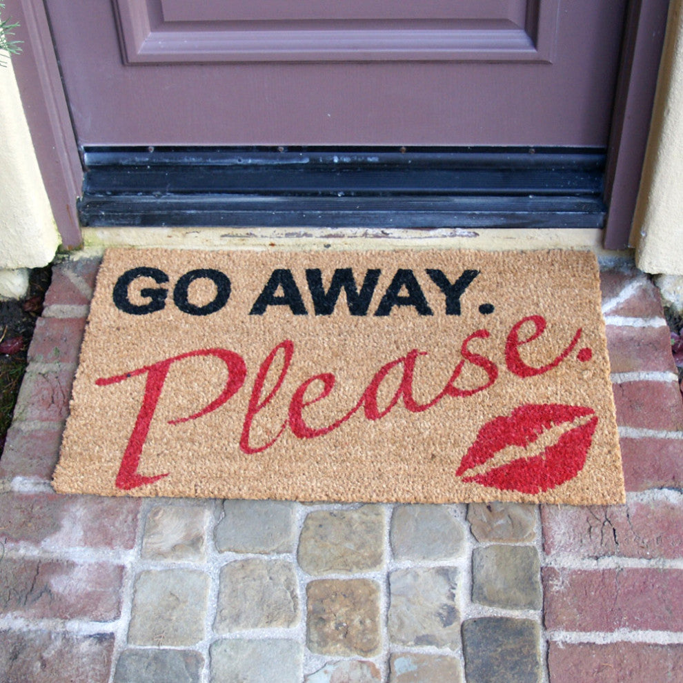 Rubber-Cal "A Polite Kiss Goodbye" Go Away Doormat 15mm X 18" X 30"