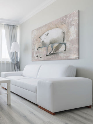 "Pattes Grises" Painting Print on Wrapped Canvas, 60"x40"