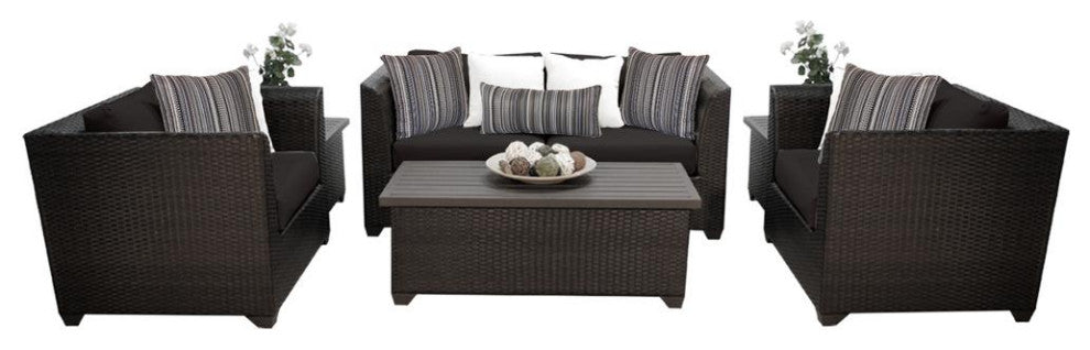 Barbados 7 Piece Outdoor Wicker Patio Furniture Set 07d Black