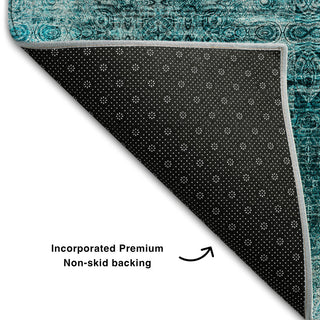 Premium Machine Washable Mayfield AMF557 Teal 8' x 10' Rug