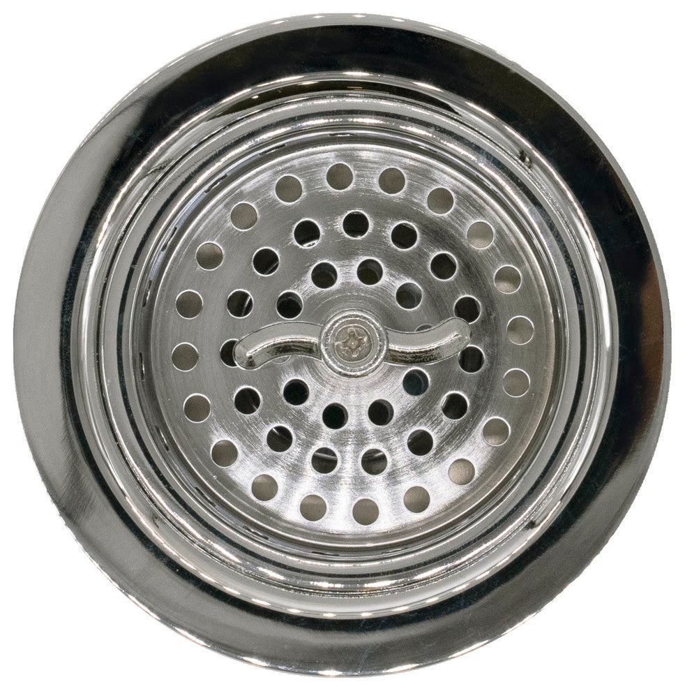 Two Wing Nut Style Large Kitchen Basket Strainer, Polished Brass, Polished Nickel