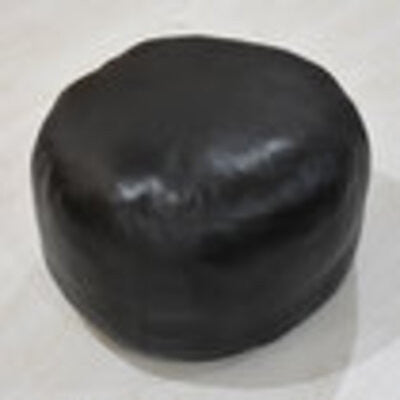Poufs-Solid Goat Leather Pouf, Handmade (Recycled Cotton Fill), {Round}14x14x14