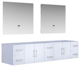 Geneva Transitional Glossy White 84" Double Vanity with 36" Led Mirrors, no Top