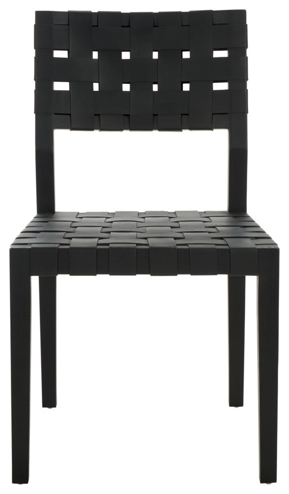 Safavieh Couture Bette Woven Leather Dining Chair, Black